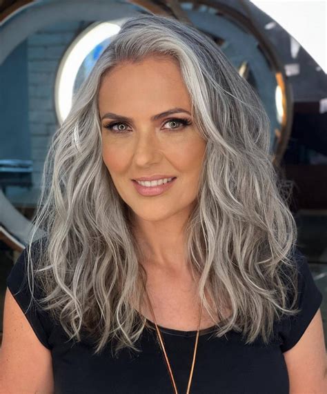 Gray Brown Tousled Waves Silver Grey Hair, Long Gray Hair, Silver Hair ...
