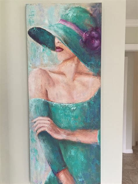 Woman With Hat Fine Art Large Original Abstract Figurative Woman ...
