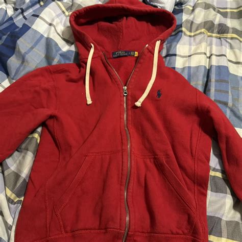 Red Polo Hoodie Small - Depop