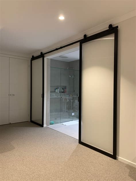 Metal Barn Door | Glass Barn Door | Metal Frame Glass Barn Door Package ...