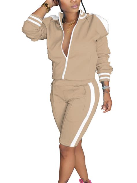 Frontwalk Women Jogger Set Cold Shoulder Two Piece Outfit Jacket And ...