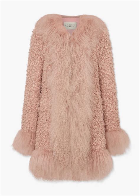 Charlotte Simone Bonnie Pastel Pink Curley Mid-length Coat | Lyst