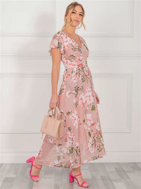 Jolie Moi Eleanor Floral Print Wrap Neck Maxi Dress, Pink/Multi At John Lewis Partners | atelier ...