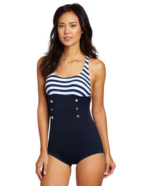 Seafolly Women's Standard Seaview Retro Boyleg One Piece Swimsuit ...