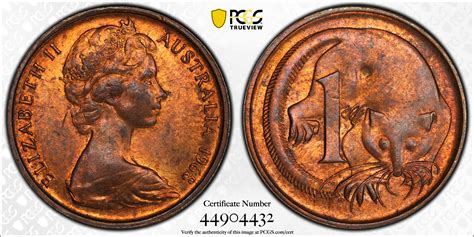 PCGS Graded MS63RB - Australia 1968 One Cent 1C Choice Uncirculated ...
