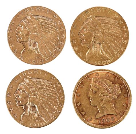 Four U.S. $5 Gold Coins sold at auction on 19th May | Brunk Auctions