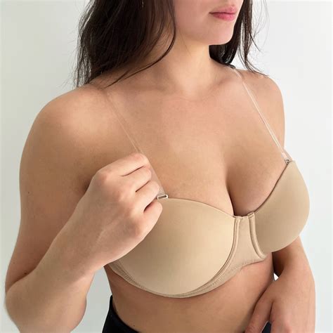 Clear & Beige Bra Set | Strapless Clear Back Bras | Clear Straps - The ...