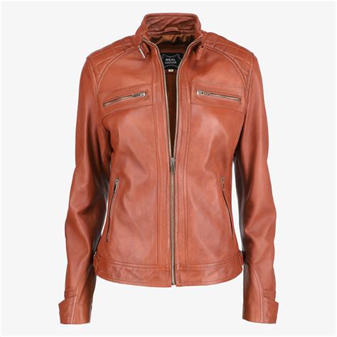 Women Classic Brown Leather Jacket - MinhadoStore