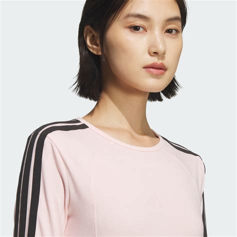 Women 3 Stripe Long Sleeve Tee - Pink | adidas Hong Kong