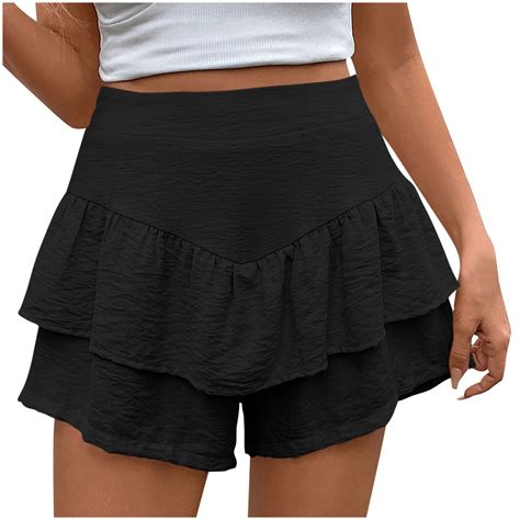 HAiming Flowy Shorts for Women Casual Ruffle Tiered Pleated Skorts ...