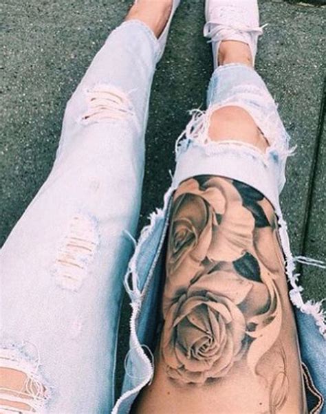 Upper Thigh Tattoos Roses