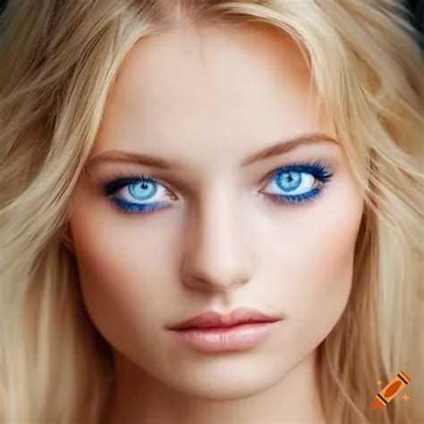 Beautiful blonde french woman with blue eyes