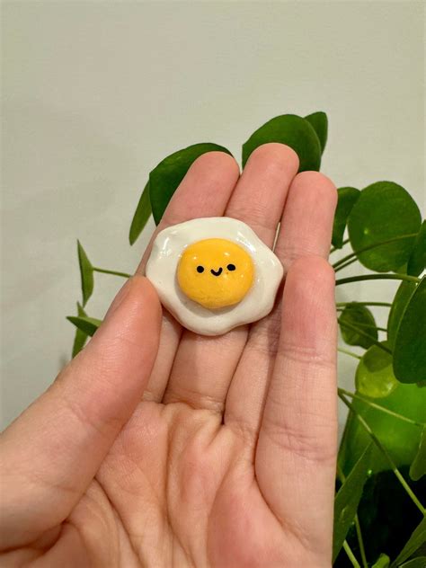 Mini Kawaii Egg - Handmade Miniature Figurine - Polymer Clay Sculpture ...