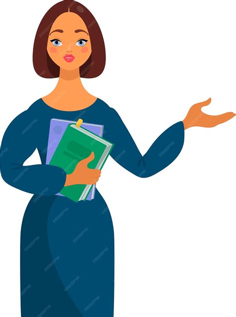 Linda maestra niña señalando con su mano sosteniendo libros Escuela y ...