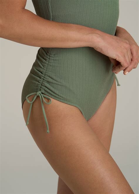 Waffled Ruched One-Piece Swimsuit for Tall Women | American Tall