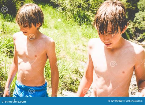 Two Boys Have Got Picnic In Mountains Stock Image | CartoonDealer.com ...