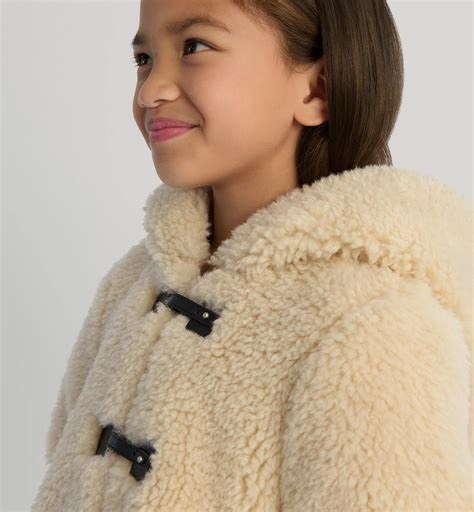 Kids' Hooded Coat Beige Faux Fur | DIOR