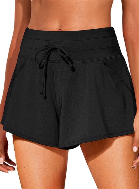 SHEWIN Ladies' Sport Swimwear: High Waisted Athletic Swim Shorts ...