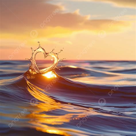 Ocean Heart Sunset Water Splash Love Background, Ocean Heart Sunset Waves, Water Splash Love ...