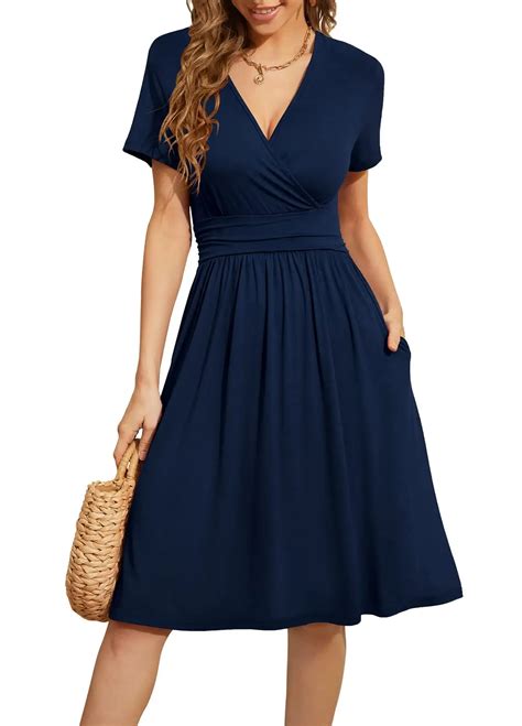 WEACZZY Women's Summer Short Sleeve Casual Dresses V-Neck Floral Party ...