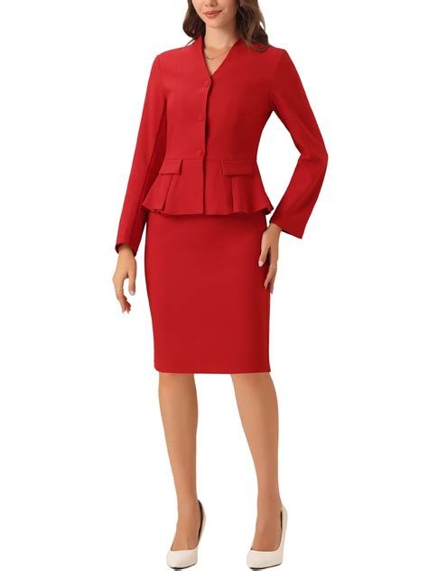 INSPIRE CHIC Women's Suit Sets Business Outfits Collarless Peplum ...