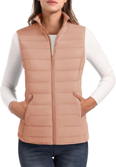 MAGCOMSEN Women's Puffer Vests Lightweight Sleeveless Winter Stand ...