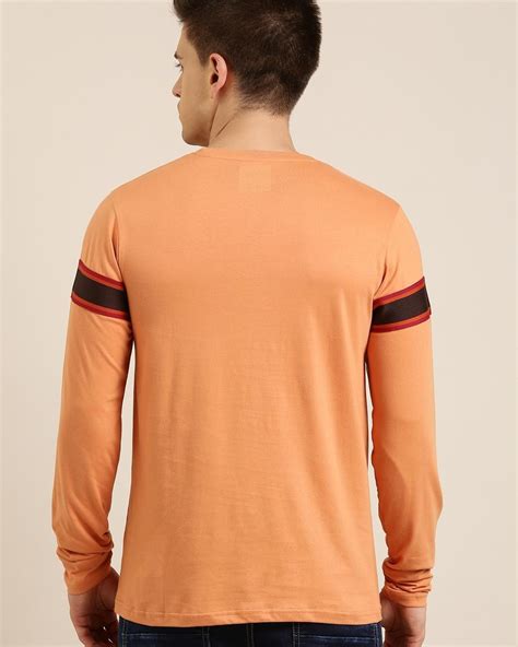 Buy Men's Orange Striped T-shirt Online at Bewakoof