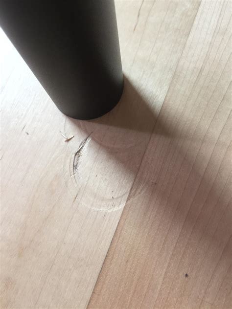Parts of our hardwood floor got dented, scuffed, and a bit gouged by ...