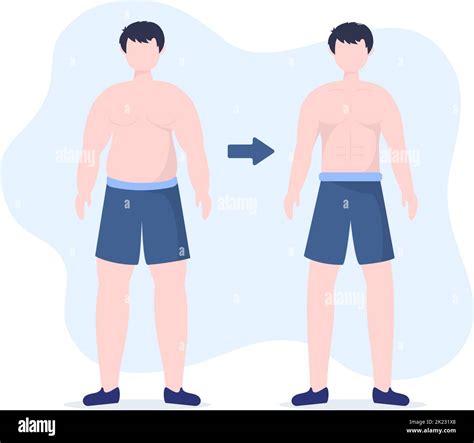 Weight Loss Template Hand Drawn Cartoon Flat Illustration of People Overweight doing Exercise ...