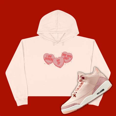 Candy Heart Crop Hoodie Matching Jordan 3 Valentine's Day 2025, Cute ...