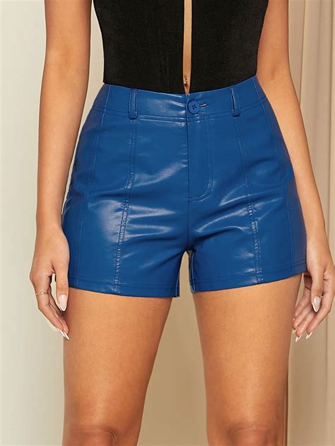 SHEIN High Waist PU Leather Shorts | Leather shorts, Leather shorts ...