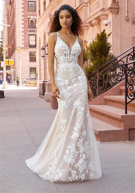 Mori Lee 2511 Jill Sheer Bodice Open Back Bridal Gown - MadameBridal.com