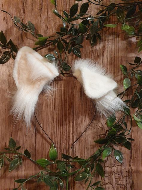 Dog ears white faux fur dog ears headband handmade ears faux fur ears ...