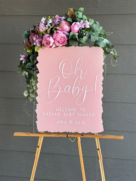 Acrylic Baby Shower Welcome Sign Painted Back | Acrylic Welcome Sign ...
