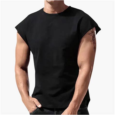 Mens T-Shirt Sleeveless Muscle Shirts Stylish Cut Off Shirts ...