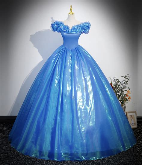 Blue Tulle Long A-line Prom Dress, Off Shoulder Princess Dress on Luulla
