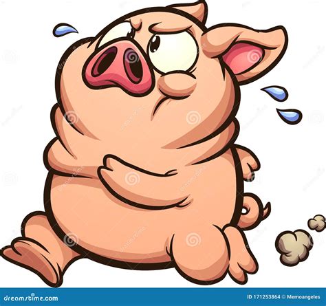 Fat Little Running Pig Sweating Cartoon Stock Vector - Illustration of ...