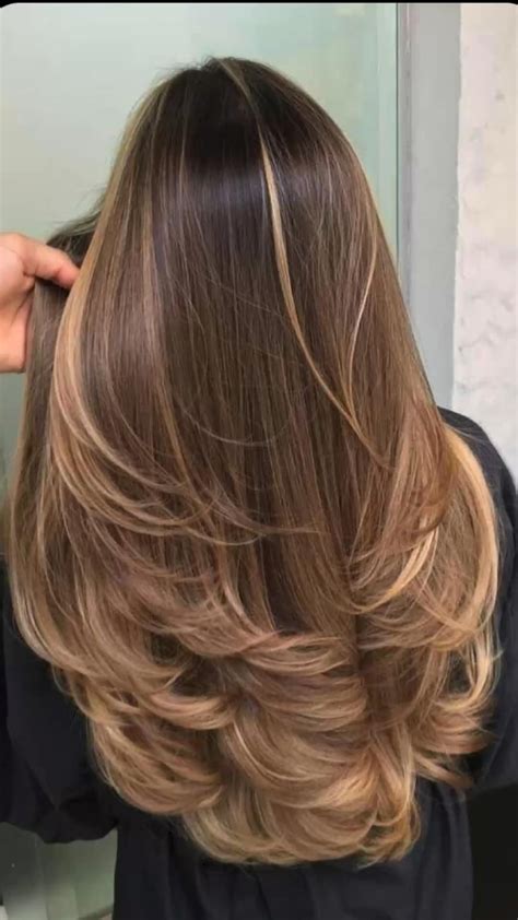 90s blowout long layers brown hair brunettes blonde balayage curtain ...