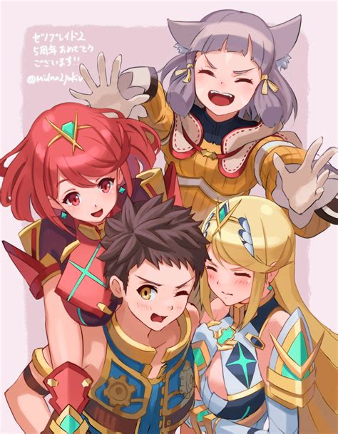 pyra, mythra, nia, and rex (xenoblade chronicles and 1 more) drawn by ...