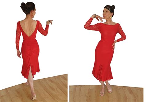 DR228L Open Back Long Sleeve Latin / Tango Dress With Lace - Etsy