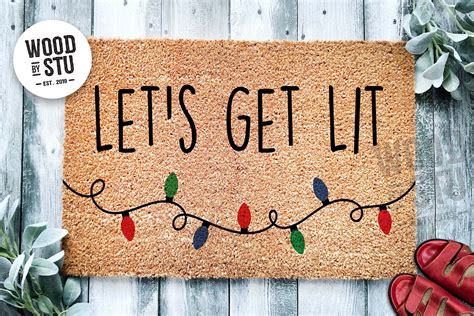 Let's Get Lit Funny Christmas Door Mat | Funny Christmas Doormat ...