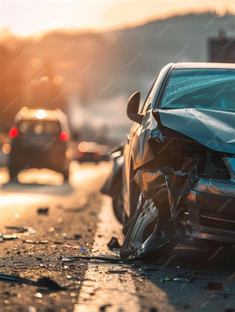 Premium Photo | A car after an accident on the road A damaged crashed ...