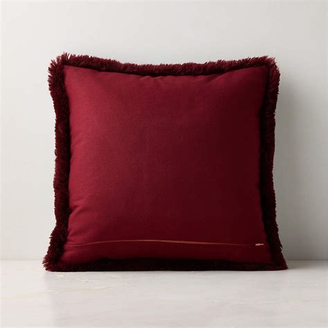 Roslin Burgundy Shearling Throw Pillow with Down-Alternative Insert 18 ...