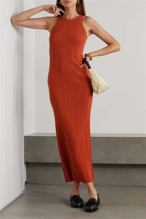 Pin by louise ☀️ on Style | Maxi knit dress, Orange knit dress, Ribbed ...