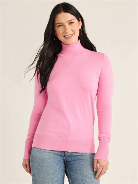 Free Assembly Women's Cozy Yarn Classic Turtleneck Sweater with Long ...