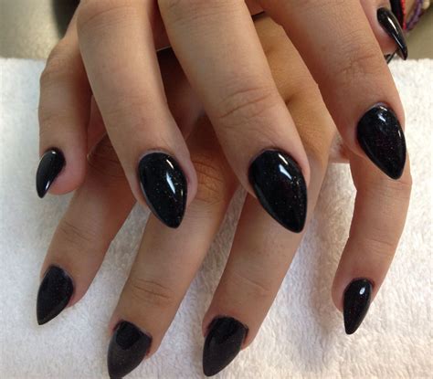 Black custom acrylic overlay stiletto tips by me;) | Stiletto nails ...