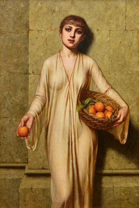 Arthur Hill - Oranges - 19th Century Neoclassical Portrait Oil Painting of Young Roman Girl For ...