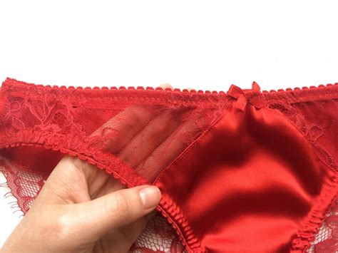 Red silk panties - Red lace panties - Lace brief- Red lingerie