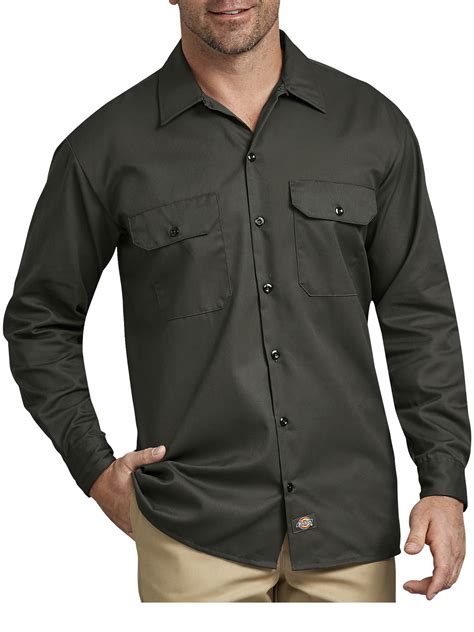 Dickies Mens and Big Men's Original Fit Long Sleeve Twill Work Shirt ...