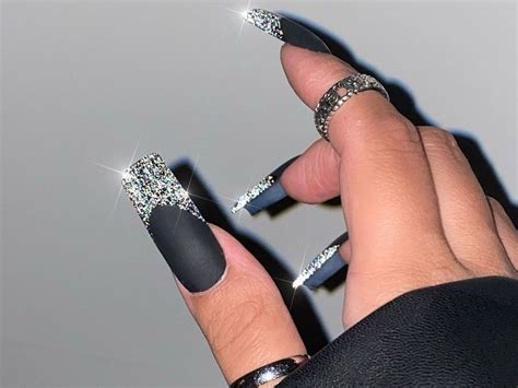 Black With Silver Tip Nails